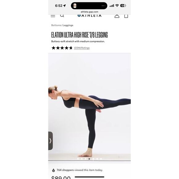 ATHLETA Ultra High Rise Elation 7/8 Legging M Medium | Black tight #599750 - Picture 11 of 15